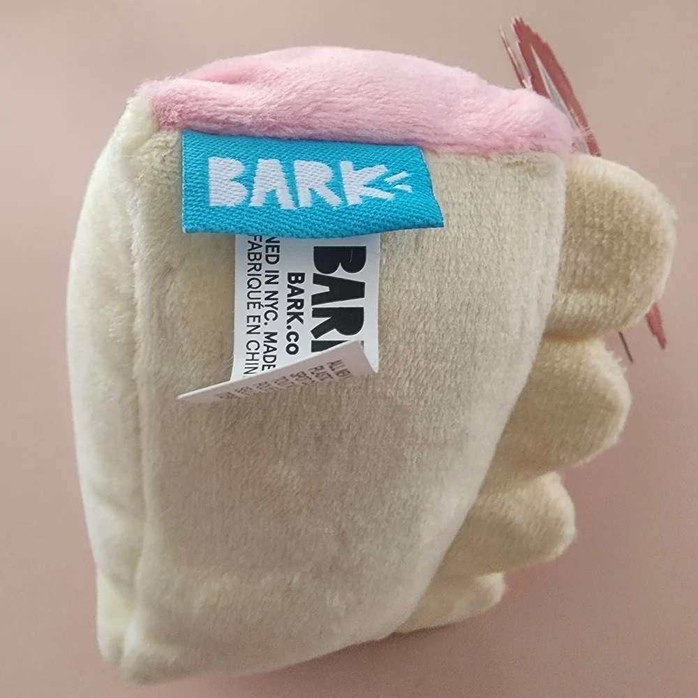 Bark Pink Strawberry Betty Cheesecake Slice Plush Dog Toy-Squeaker Toy